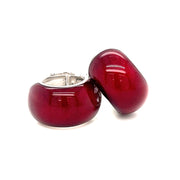 Sterling Silver & Red Enamel Huggie Hoop Earrings by SOHO