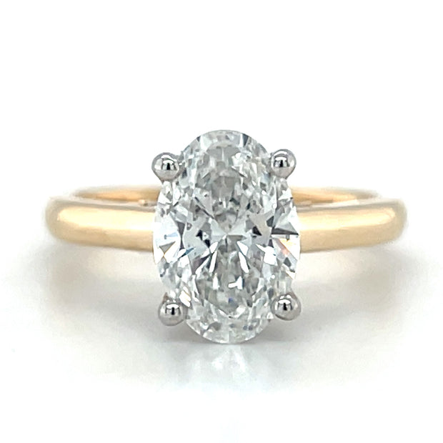 14k Two Tone Gold Oval Lab Grown Diamond Engagement Ring
