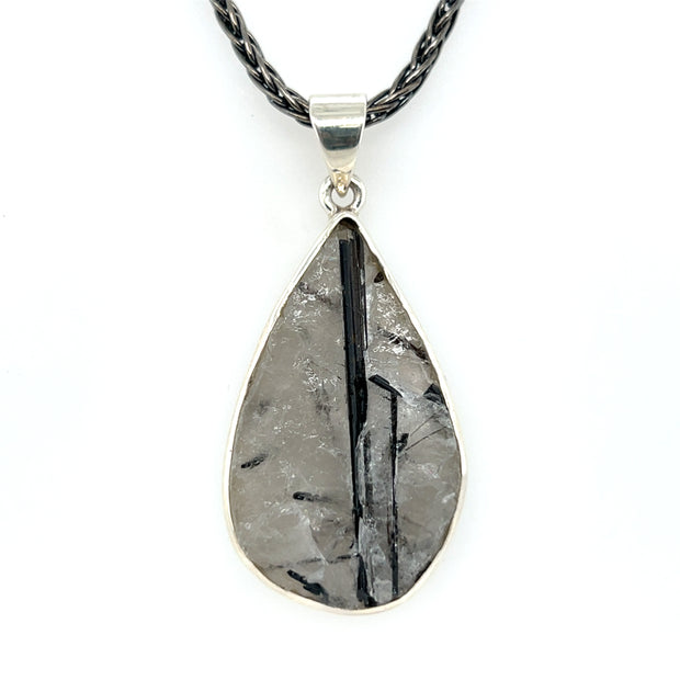 Sterling Silver Tourmalinated Quartz Pendant