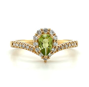 14k Yellow Gold Peridot and Diamond Fashion Ring