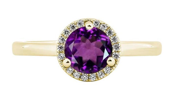 14k White Gold Amethyst & Diamond Fashion Ring