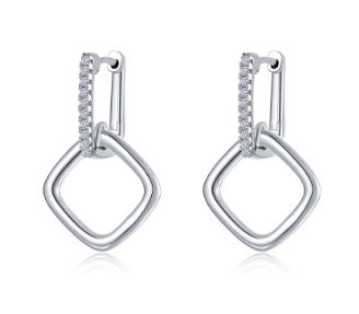Sterling Silver Simulated Diamond Lumina Cube Dangle Earrings by Lafonn