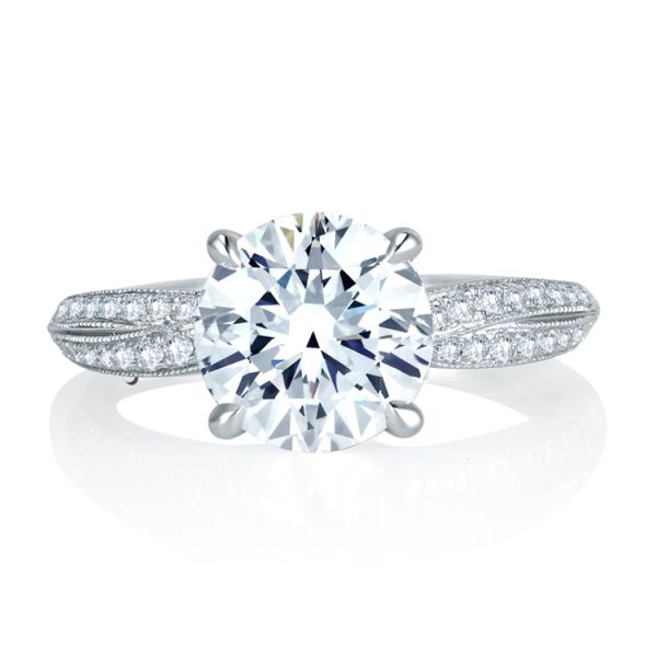 18k White Gold Diamond Twist Engagement Ring by A.JAFFE