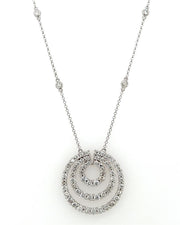 18k White Gold Multi Circle Diamond Fashion Necklace