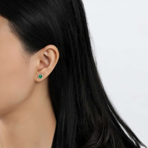 Sterling Silver Simulated Emerald Birthstone Earrings by Lafonn