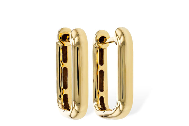 14k Yellow Gold Rectangular Metal Fashion Hoop Earrings by Allison Kaufman