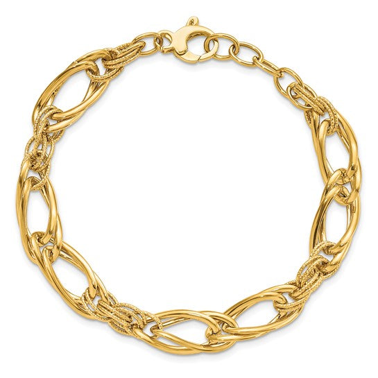 14k Yellow Gold Polished Fancy Link Bracelet