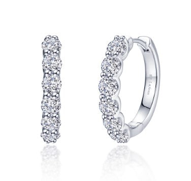 Sterling Silver Simulated Diamond Hoop Earrings by Lafonn