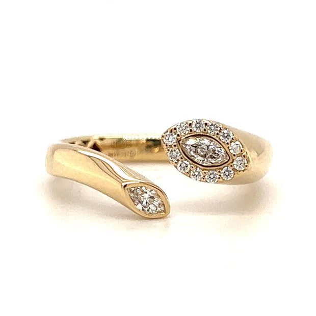 14k Yellow Gold Marquise Diamond Fashion Ring by Zeghani
