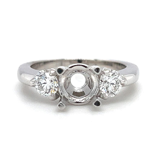 14k White Gold Classic Three Stone Diamond Engagement Ring