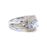 14k White & Yellow Gold Accented Contemporary Diamond Engagement Ring