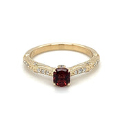 14k Yellow Gold Red Spinel & Diamond Ring by IJC