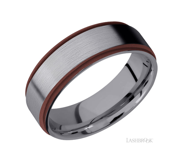 Tantalum & Crimson Red Cerakote Wedding Band by Lashbrook Designs