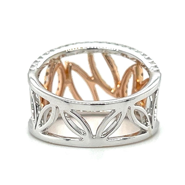 Pre-Owned 18k Rose/White Gold Organic Leaf Design Diamond Fashion Ring