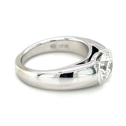 Pre-Owned 18k White Gold Contemporary Half Bezel Set Diamond Solitaire Engagement Ring