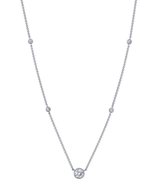Sterling Silver Simulated Diamond Station Necklace by Lafonn