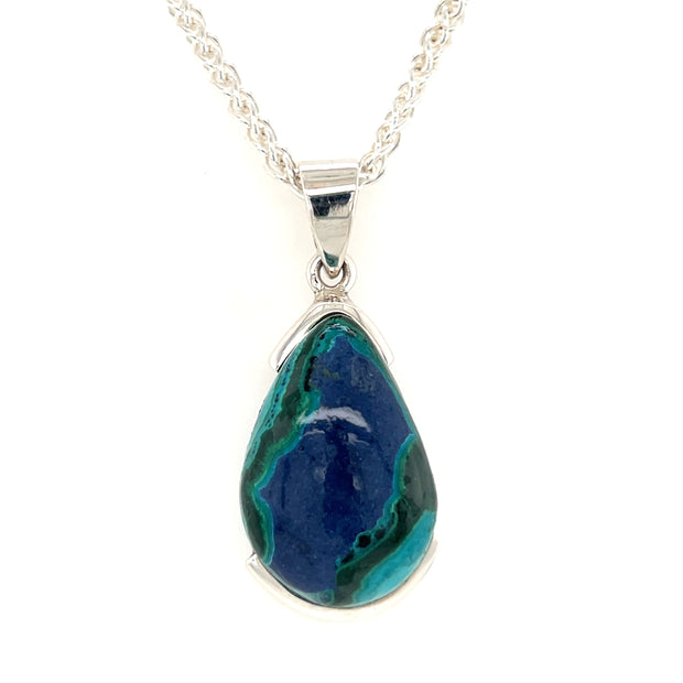 Sterling Silver Chysocolla Malachite Pendant