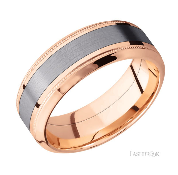 14k Rose Gold & Tantalum Inlay Wedding Band by Lashbrook Designs