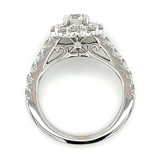 Pre-Owned 18k White Gold Round Brilliant Diamond Halo Engagement Ring