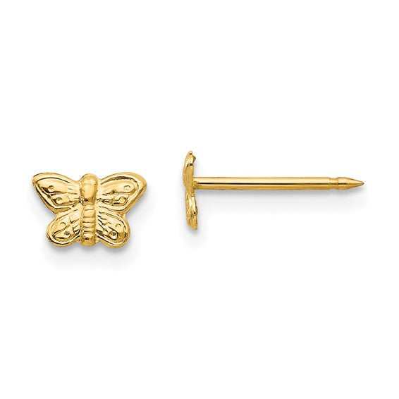 14k Yellow Gold Butterfly Inverness Stud Earrings
