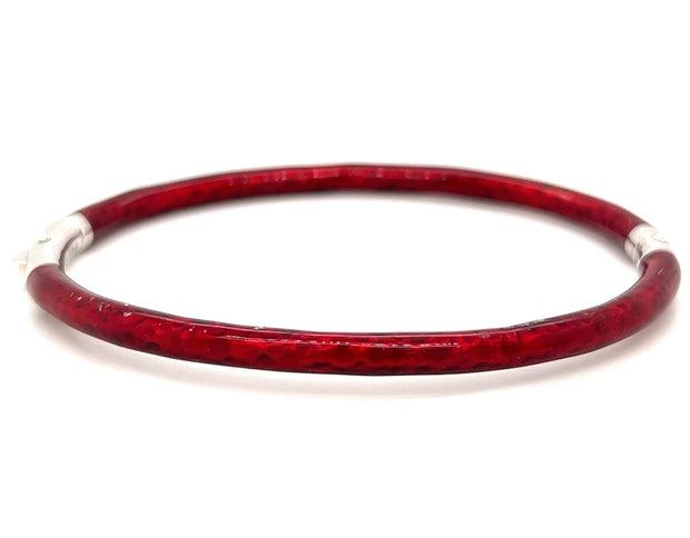 Sterling Silver & Red Enamel Bangle Bracelet by SOHO