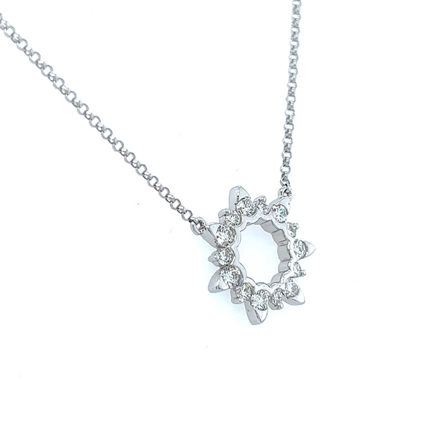 18k White Gold Diamond Fashion Open Circle Necklace
