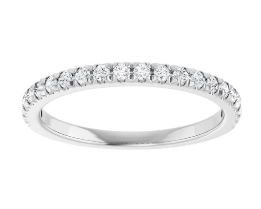 14k White Gold .33 CTW French Prong Set Diamond Wedding Band