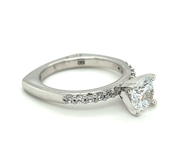 18k White Gold Classic Prong Set Diamond Engagement Ring by A. JAFFE