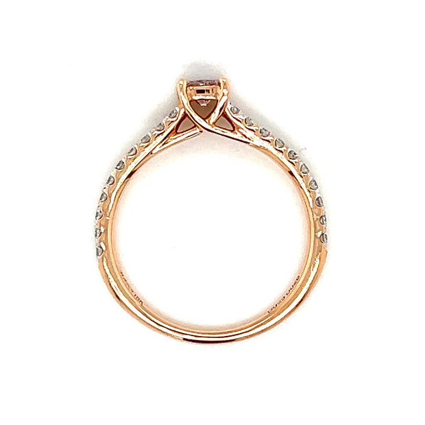 18k Rose Gold Fancy Purplish Pink Color Diamond Ring