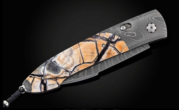 'Epic' Damascus Steel and Woolly Mammoth Tusk Pocket Knife by William Henry