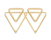 14k Yellow Gold Triangle Metal Fashion Earrings