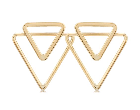 14k Yellow Gold Triangle Metal Fashion Earrings