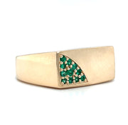 14k Yellow Gold Engravable Signet Ring With Emerald Accents by IJC