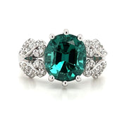 14k White Gold Green Tourmaline & Diamond Ring by IJC
