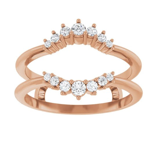 14k Rose Gold Diamond Halo Contour Wedding Ring Enhancer