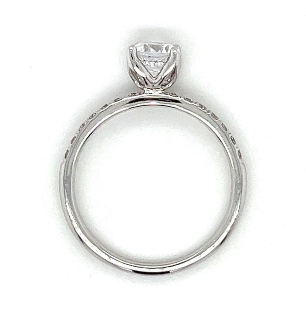 14k White Gold Classic Diamond Tulip Style Engagement Ring