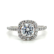 18k White Gold Classic Cushion Shape Diamond Halo Engagement Ring by Parade Designs' 'New Classic' Bridal Collection