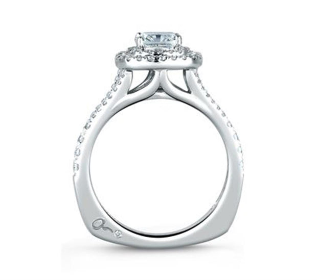 18k White Gold Classic Double Halo Diamond Engagement Ring by A. JAFFE
