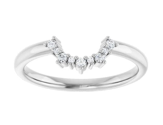 14k White Gold Petite Diamond Contour Wedding Band