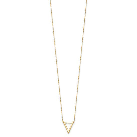 14k Yellow Gold V Shape Bar Fashion Necklace