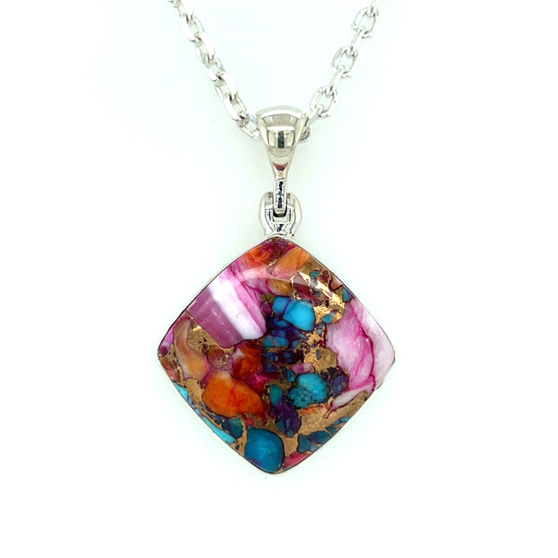 Sterling Silver Spiny Oyster Turquoise Pendant