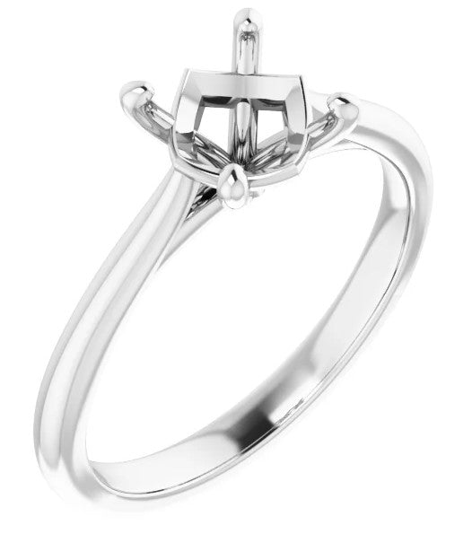 14k White Gold Classic Solitaire Engagement Ring Mounting
