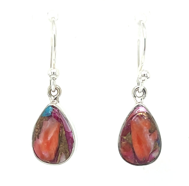 Sterling Silver Spiny Oyster Turquoise Dangle Earrings