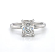 Sterling Silver Radiant Cut Moissanite Solitaire Ring