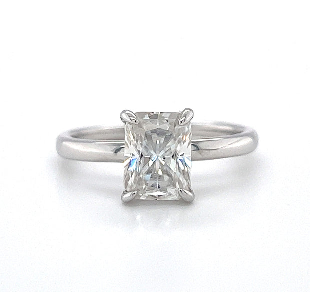 Sterling Silver Radiant Cut Moissanite Solitaire Ring