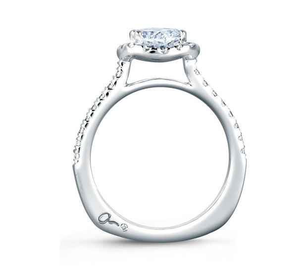 18K White Gold Diamond Semi-Mount Engagement Halo Ring by A.JAFFE