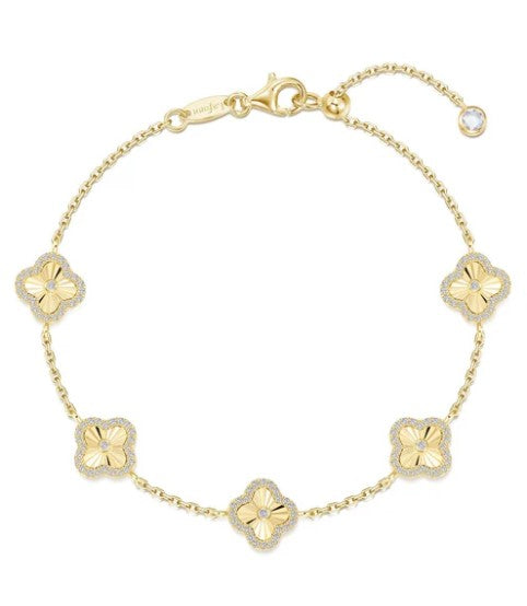 Sterling Silver/Gold Plated Simulated Diamond Halo Clover Fashion Bracelet by Lafonn