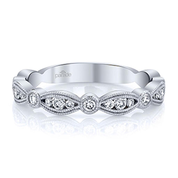 Lady's 18k White Gold Vintage Inspired Diamond Wedding Band by Parade Designs 'Hera' Bridal Collection