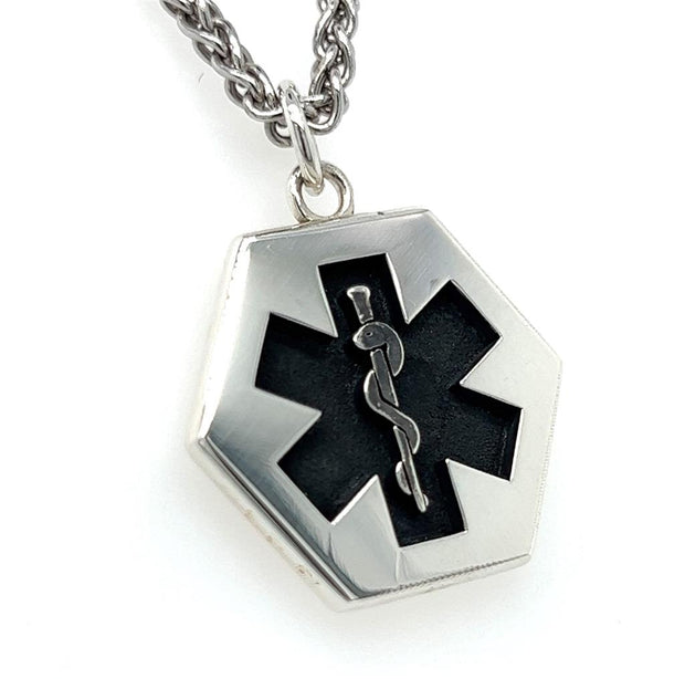 Sterling Silver Engravable Medical Alert Pendant/Charm by IJC