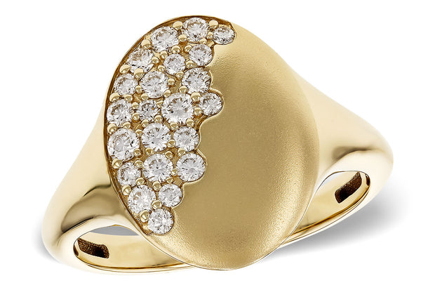 14k Yellow Gold Signet Style Diamond Fashion Ring by Allison Kaufman
